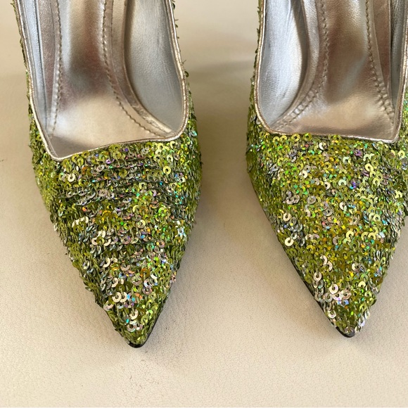 Dolce & Gabbana Green Sequins Embellishments Pointed Toe Pumps SZ 7/37 - Picture 6 of 9